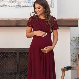 Cranberry Red Lace Gala Dress
